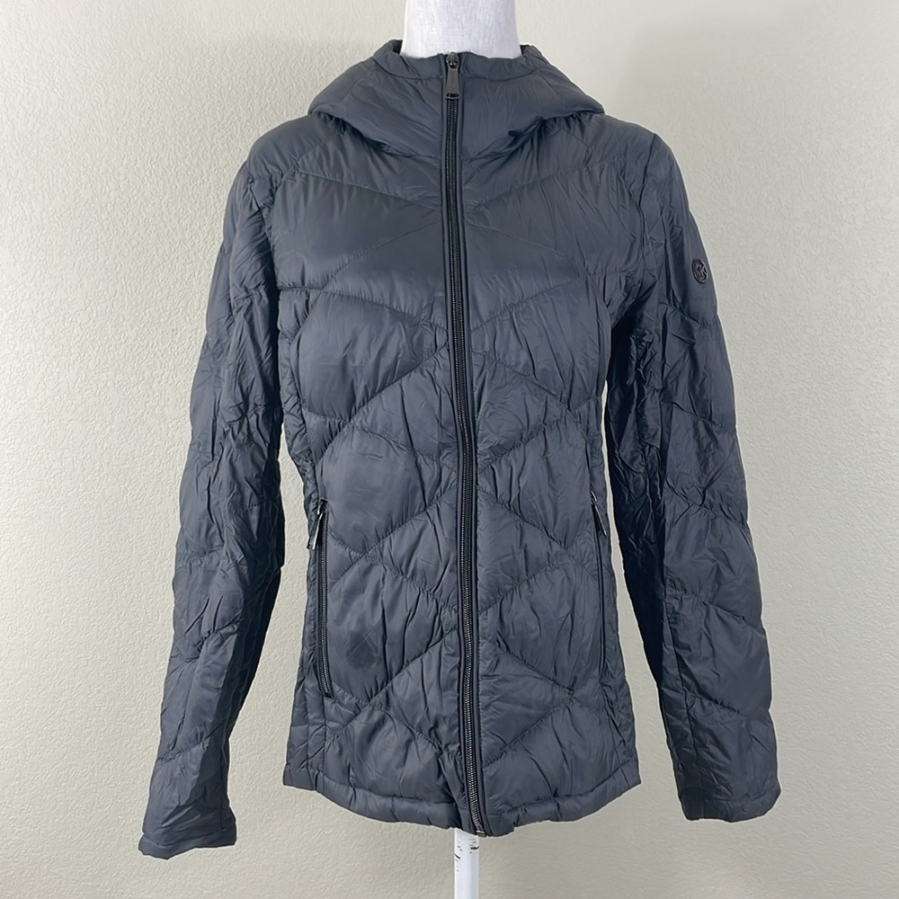 Michael‎ Kors metallic gray puffer down filled packable jacket size small
